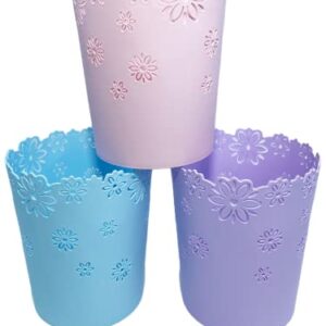 Nazr Wastebasket, Hollow Flower Shape Plastic Lidless Wastepaper Baskets Trash Can (S-Pink)