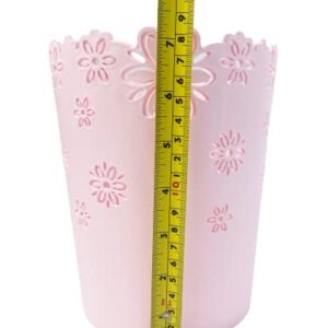 Nazr Wastebasket, Hollow Flower Shape Plastic Lidless Wastepaper Baskets Trash Can (S-Pink)