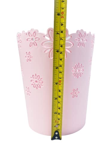 Nazr Wastebasket, Hollow Flower Shape Plastic Lidless Wastepaper Baskets Trash Can (S-Pink)