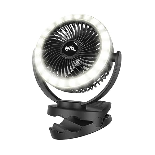 KICKASS Portable 5V Clip Fan with White LED Light