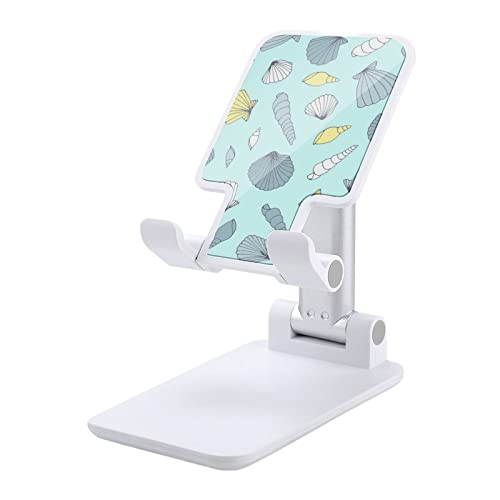 Seashell Pattern Cell Phone Stand for Desk Foldable Phone Holder Height Angle Adjustable Sturdy Stand White-Style