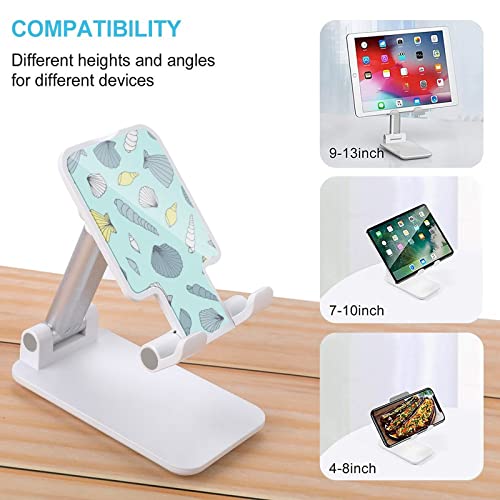 Seashell Pattern Cell Phone Stand for Desk Foldable Phone Holder Height Angle Adjustable Sturdy Stand White-Style