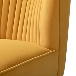 TINA'S HOME Small Velvet Accent Chair, Modern Armless Accent Chair with Golden Metal Legs & Velvet Tufted Upholstered, Living Room Velvet Dining Side Chair Suitable for Small Spaces, Mustard