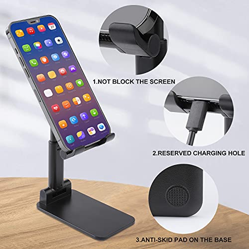 World's Okayest Employee Cell Phone Stand for Desk Foldable Phone Holder Height Angle Adjustable Sturdy Stand Black-Style