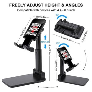 World's Okayest Employee Cell Phone Stand for Desk Foldable Phone Holder Height Angle Adjustable Sturdy Stand Black-Style