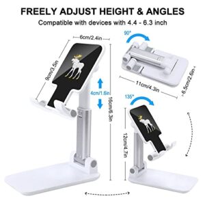 Yoshkar Deer Cell Phone Stand for Desk Foldable Phone Holder Height Angle Adjustable Sturdy Stand White-Style