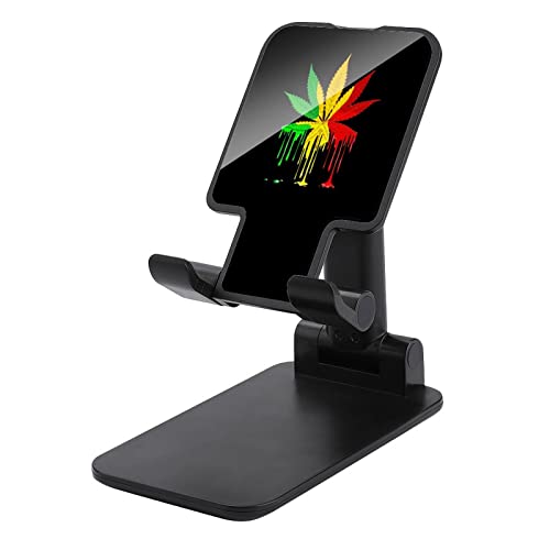 Dripping Reggae Weed Cell Phone Stand for Desk Foldable Phone Holder Height Angle Adjustable Sturdy Stand Black-Style