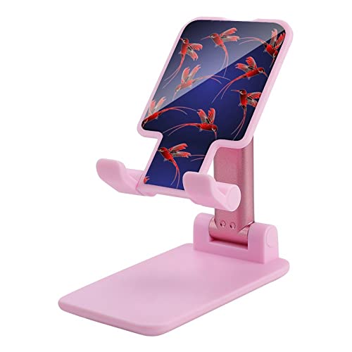 Flying Hummingbird Cell Phone Stand for Desk Foldable Phone Holder Height Angle Adjustable Sturdy Stand Pink-Style