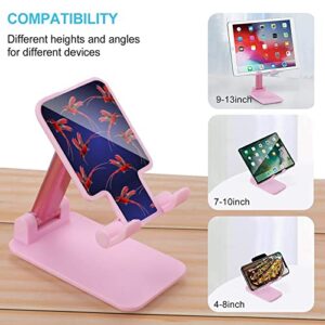 Flying Hummingbird Cell Phone Stand for Desk Foldable Phone Holder Height Angle Adjustable Sturdy Stand Pink-Style