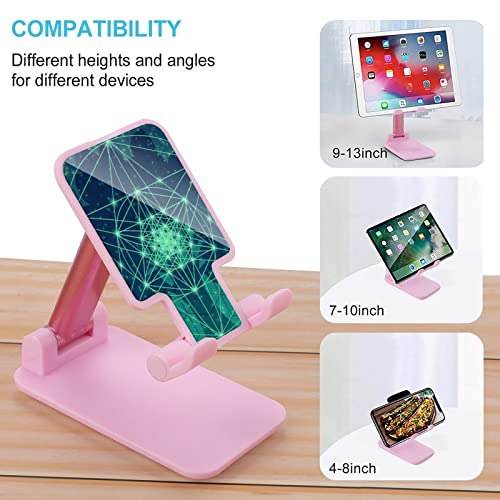 Tree with Sacred Geometry Symbols Cell Phone Stand for Desk Foldable Phone Holder Height Angle Adjustable Sturdy Stand Pink-Style