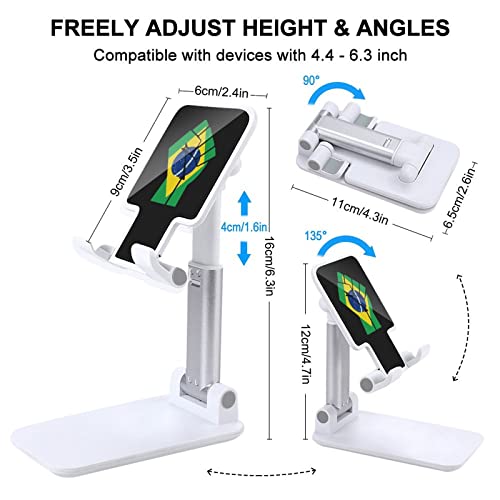 Brazil Flag Resist Cell Phone Stand for Desk Foldable Phone Holder Height Angle Adjustable Sturdy Stand White-Style