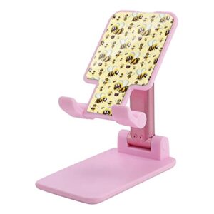 bumble bee cell phone stand for desk foldable phone holder height angle adjustable sturdy stand pink-style