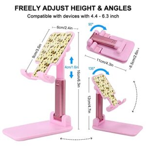 Bumble Bee Cell Phone Stand for Desk Foldable Phone Holder Height Angle Adjustable Sturdy Stand Pink-Style