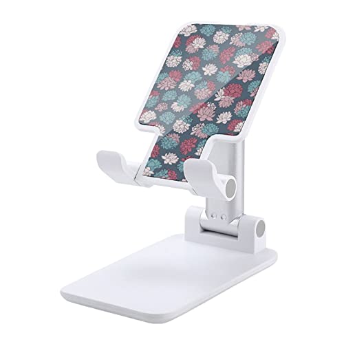 Dahlia Floral Cell Phone Stand for Desk Foldable Phone Holder Height Angle Adjustable Sturdy Stand White-Style