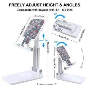 Dahlia Floral Cell Phone Stand for Desk Foldable Phone Holder Height Angle Adjustable Sturdy Stand White-Style