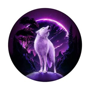 White Wolves Howling At Moon Northern Lights Pretty Wolf PopSockets Swappable PopGrip