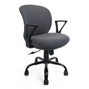 clatina mid back office desk chair with comfortable thickened seat cushion fabric ergonomic swivel computer task chair with armrest for home office studying, grey