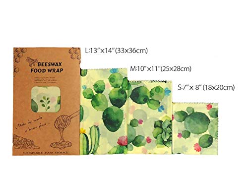 VOVOLO (Bears Print 3 Pack S/M/LReusable Beeswax Food Wraps Eco Friendly Wrappers Sustainable Plastic Free Food Storage Washable Bowl Covers Sandwich Wrappers