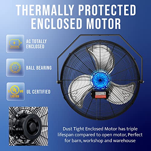 Tornado - 20 Inch High Velocity Industrial Wall Fan - 4750 CFM - 3 Speed - 6 FT Cord - Industrial, Commercial, Residential Use - UL Safety Listed