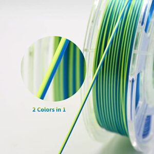 3D Printer Filament PLA 2 in 1 Color Gradient Silk Texture 1.75mm +/-0.03mm 1kg Spool 340m,Silver Green