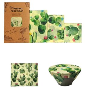 vovolo (cactus print 3 pack s/m/lreusable beeswax food wraps eco friendly wrappers sustainable plastic free food storage washable bowl covers sandwich wrappers