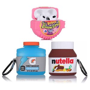 (3pack) case for airpods 3rd generation, bgaanm silicone airpods 3 case protective cover with cute funny skin design, with keychain (nutella+bubba+g)