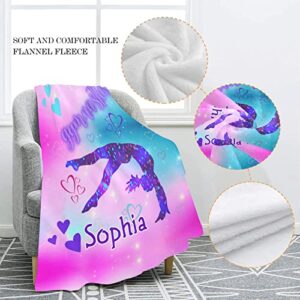 Gymnastics Dance Personalized Blankets Throw Bed Sofa Couch Blankets Traveling Camping Hiking Soft Cozy 50 x 60 Inch