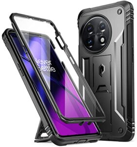 poetic revolution case for oneplus 11 5g 6.7"(2023), [20 ft mil-grade drop tested], full-body rugged dual-layer shockproof protective cover with kickstand and built-in-screen protector, black