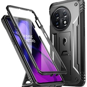 Poetic Revolution Case for OnePlus 11 5G 6.7"(2023), [20 FT Mil-Grade Drop Tested], Full-Body Rugged Dual-Layer Shockproof Protective Cover with Kickstand and Built-in-Screen Protector, Black