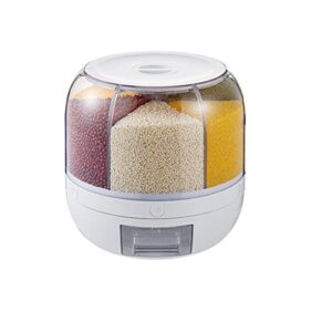 xbwei 6-grid rotating rice dispenser rice storage bucket rice and grain storage container -click rice output