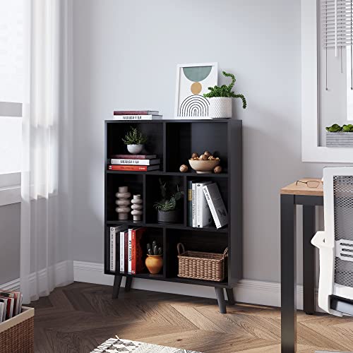 WAHEY Bookcase, 8 Cube Open Storage Display Bookshelf with Legs, HOFB012