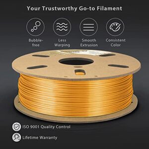 PETG Black and Silk PLA Royal Gold Bundle, Duramic 3D Printing Filament 1kg Spool(2.2lbs), 1.75mm Dimensional Accuracy +/- 0.05 mm Non-Tangling Non-Clogging Non-Stringing