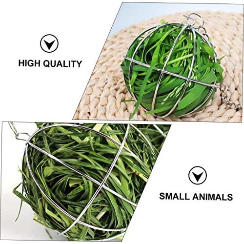 Balacoo 3 Pcs Rabbit Grass Ball Bop It Toy Chinchilla Hay Parrot Toys Guinea Pig Hay Rack Hanging Hay Manger Hay Food Bin Feeder Pet Toy Feed Dispenser Toy Hamster Toy Chicken Metal Silver