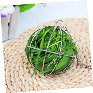 Balacoo 3 Pcs Rabbit Grass Ball Bop It Toy Chinchilla Hay Parrot Toys Guinea Pig Hay Rack Hanging Hay Manger Hay Food Bin Feeder Pet Toy Feed Dispenser Toy Hamster Toy Chicken Metal Silver