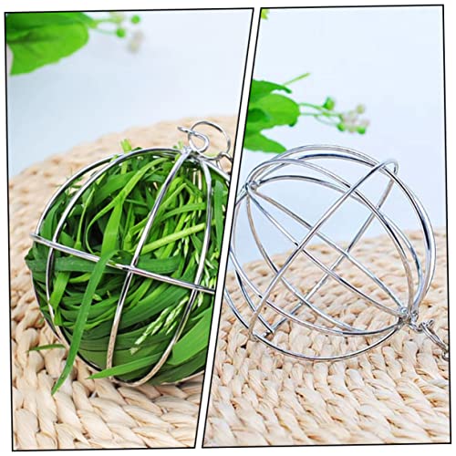 Balacoo 3 Pcs Rabbit Grass Ball Bop It Toy Chinchilla Hay Parrot Toys Guinea Pig Hay Rack Hanging Hay Manger Hay Food Bin Feeder Pet Toy Feed Dispenser Toy Hamster Toy Chicken Metal Silver