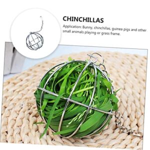 Balacoo 3 Pcs Rabbit Grass Ball Bop It Toy Chinchilla Hay Parrot Toys Guinea Pig Hay Rack Hanging Hay Manger Hay Food Bin Feeder Pet Toy Feed Dispenser Toy Hamster Toy Chicken Metal Silver