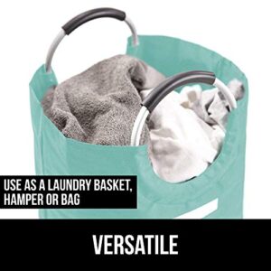 Gorilla Grip Laundry Basket and 3 Piece Packing Cubes, Laundry Basket Size 82L, Easy Carry Handles, Space Saving Travel for Carry On in Multiple Sizes, Mesh Zipper, Both in Turquoise, 2 Item Bundle