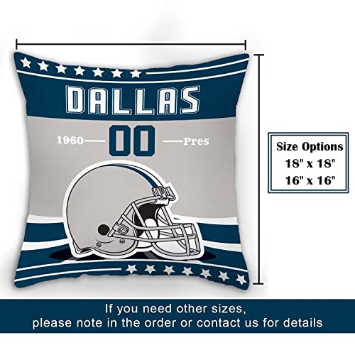 LEMOISTARS Dallas Throw Pillow Cover Custom Size, Name and Number Double-Sided Printing Dallas Football Gift for Men Women Decor for Bedroom Living Room