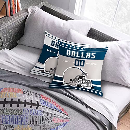 LEMOISTARS Dallas Throw Pillow Cover Custom Size, Name and Number Double-Sided Printing Dallas Football Gift for Men Women Decor for Bedroom Living Room