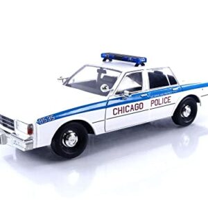 1989 Chevy Caprice White with Blue Stripes City of Chicago Police Department Artisan Collection 1/18 Diecast Model Car by Greenlight 19128