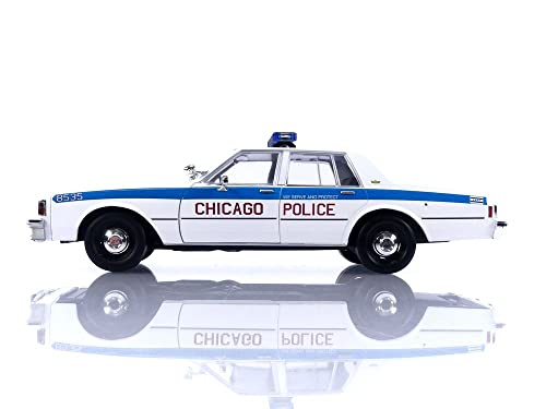 1989 Chevy Caprice White with Blue Stripes City of Chicago Police Department Artisan Collection 1/18 Diecast Model Car by Greenlight 19128