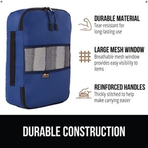 Gorilla Grip Laundry Basket and 3 Piece Packing Cubes, Laundry Basket Size 82L, Easy Carry Handles, Space Saving Travel Bags for Carry On in Multiple Sizes, Mesh Zipper, Both in Navy, 2 Item Bundle