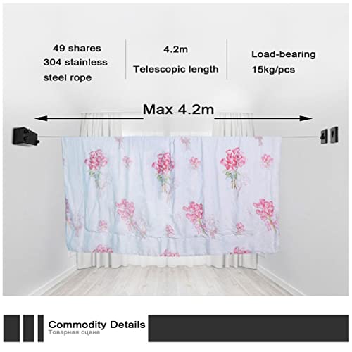 N/A Retractable Clothesline Laundry Line with Adjustable Stainless Steel Double Rope,Wall Mounted Space-Saver Drying Line ( Color : D , Size : 1 )