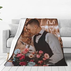 Custom Blanket Personalized Blanket Customized Blanket Collage Flannel Throw Blankets with Photos Text Picture Couch Blankets for Mother Father Family Birthday Friends Gift 60"x50"