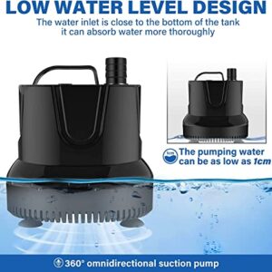Simple Deluxe 1056GPH Bottom Suction Submersible Water Pump with a Free 17"X17" Filter Bag, 80W Durable Fountain Pump for Aquariums Fish Tank, Statuary, Hydroponics