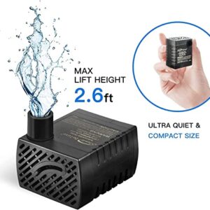 Simple Deluxe 80GPH Submersible Water Pump 4W Durable Fountain Pump for Pond, Aquariums Fish Tank, Statuary, Hydroponics