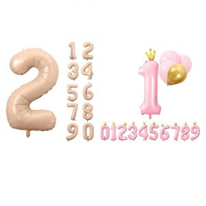 mjartoria bundle 40 inch number balloons with crown with birthday party hats 0-9 big size happy birthday balloon foil digital balloon for birthday party wedding anniversary baby shower decorations