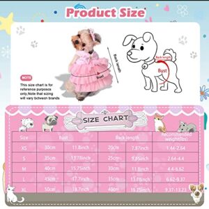 Pet Dog Dress Puppy Cats Tutu Fancy Cute Striped Mesh Vest Princess Petite Doggy Bowknot Dresses for Pomeranian Chihuahua Small Breed Dogs Skirt Puppies Clothes Supplies(Pink/Blue/Denim S)