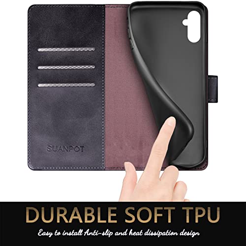 SUANPOT for Samsung Galaxy A14 5G Wallet case with RFID Blocking Credit Card Holder,Flip Book PU Leather Protective Cover Women Men for Samsung A14 Phone case (Black)