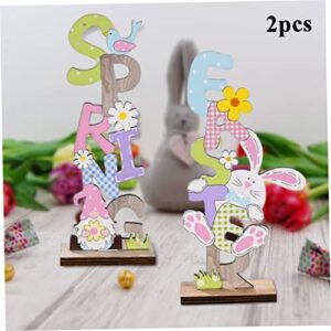 KUYYFDS Easter Table Decorations Wooden Centerpiece Signs, Easter Table Sign Decor Wooden Bunny Spring Easter Letter Tabletop Ornaments 2PCS